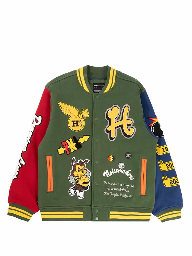 THE HUNDREDS Replay Letterman Jacket FOREST GREEN