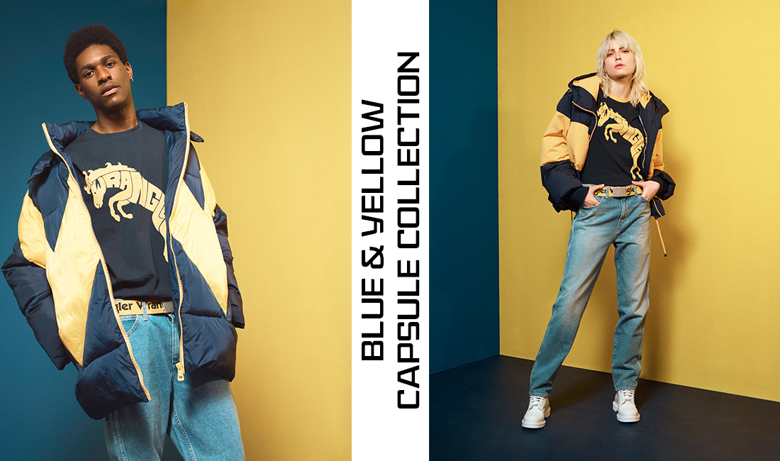 blue and yellow capsule collection by wrangler wearhouse blog