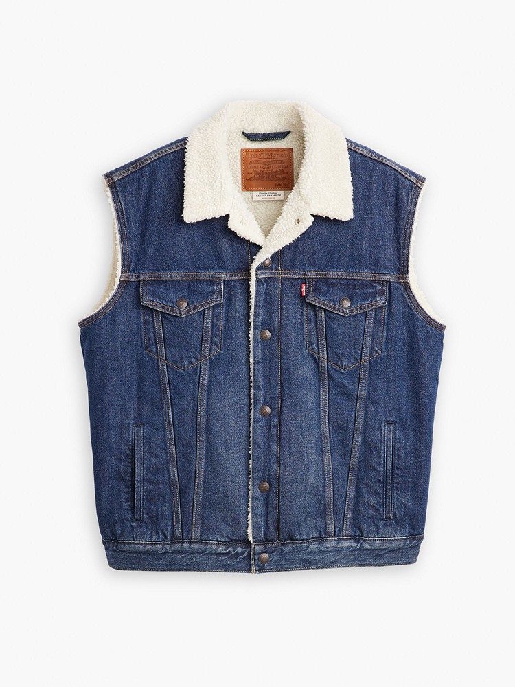 LEVI'S SLEEVELESS TYPE 3 SHERPA DARK INDIGO - WORN IN